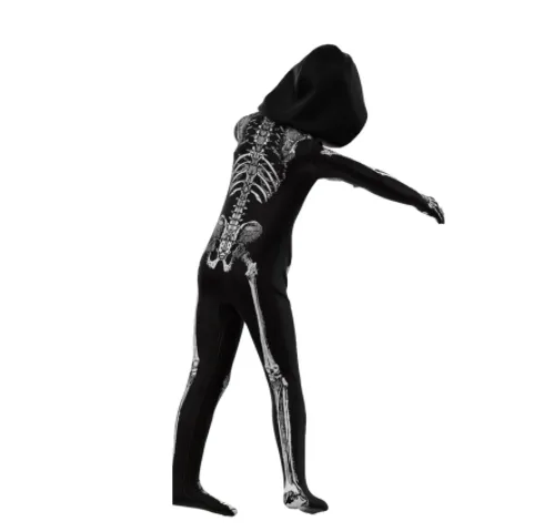 (155cm) Carnival adult costume skeleton jumpsuit disguise for theme parties / Halloween - black