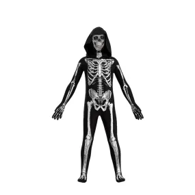 (155cm) Carnival adult costume skeleton jumpsuit disguise for theme parties / Halloween - black