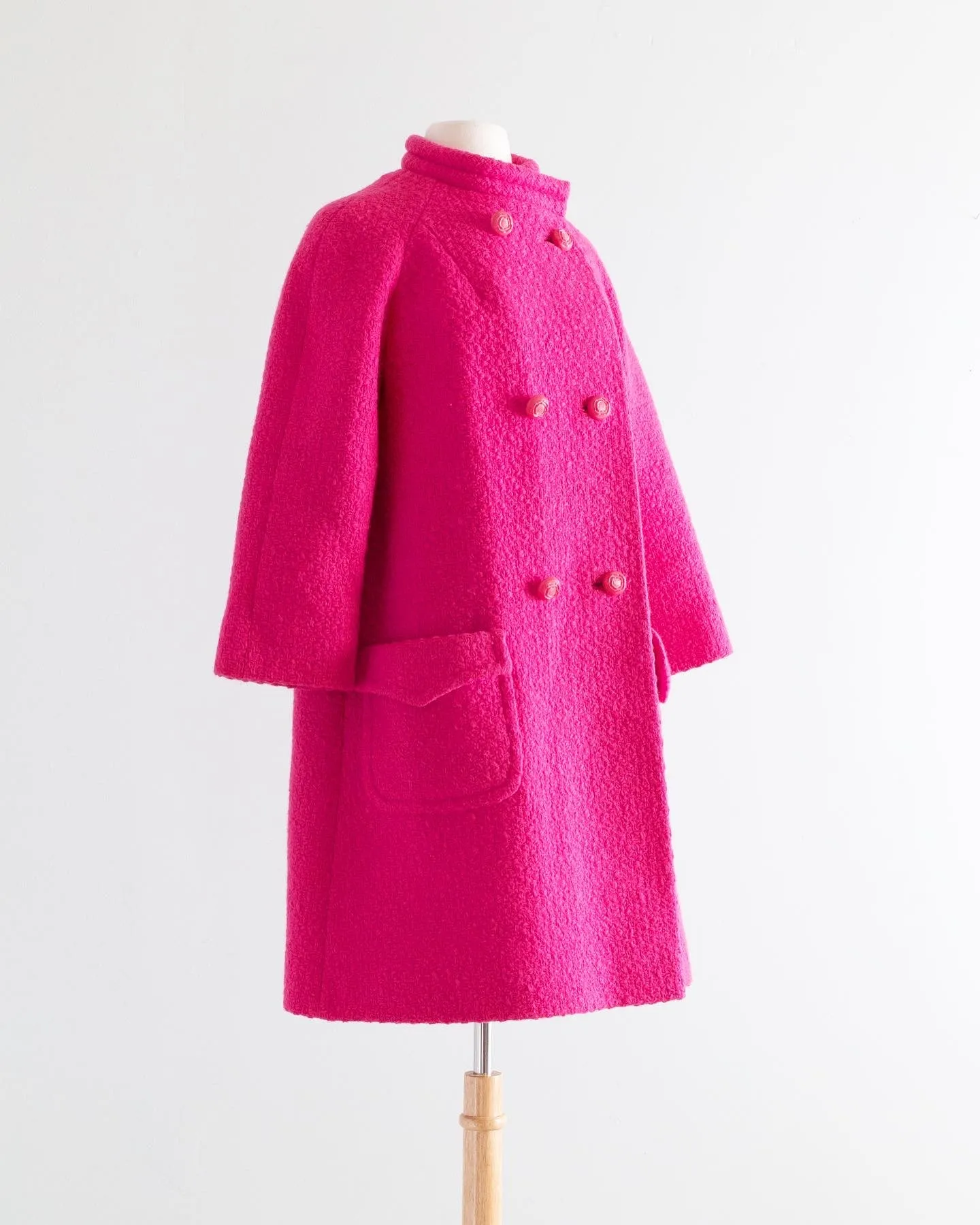 1960's Bubble Gum Hot Pink Wool Coat From Nordstrom Best / Medium