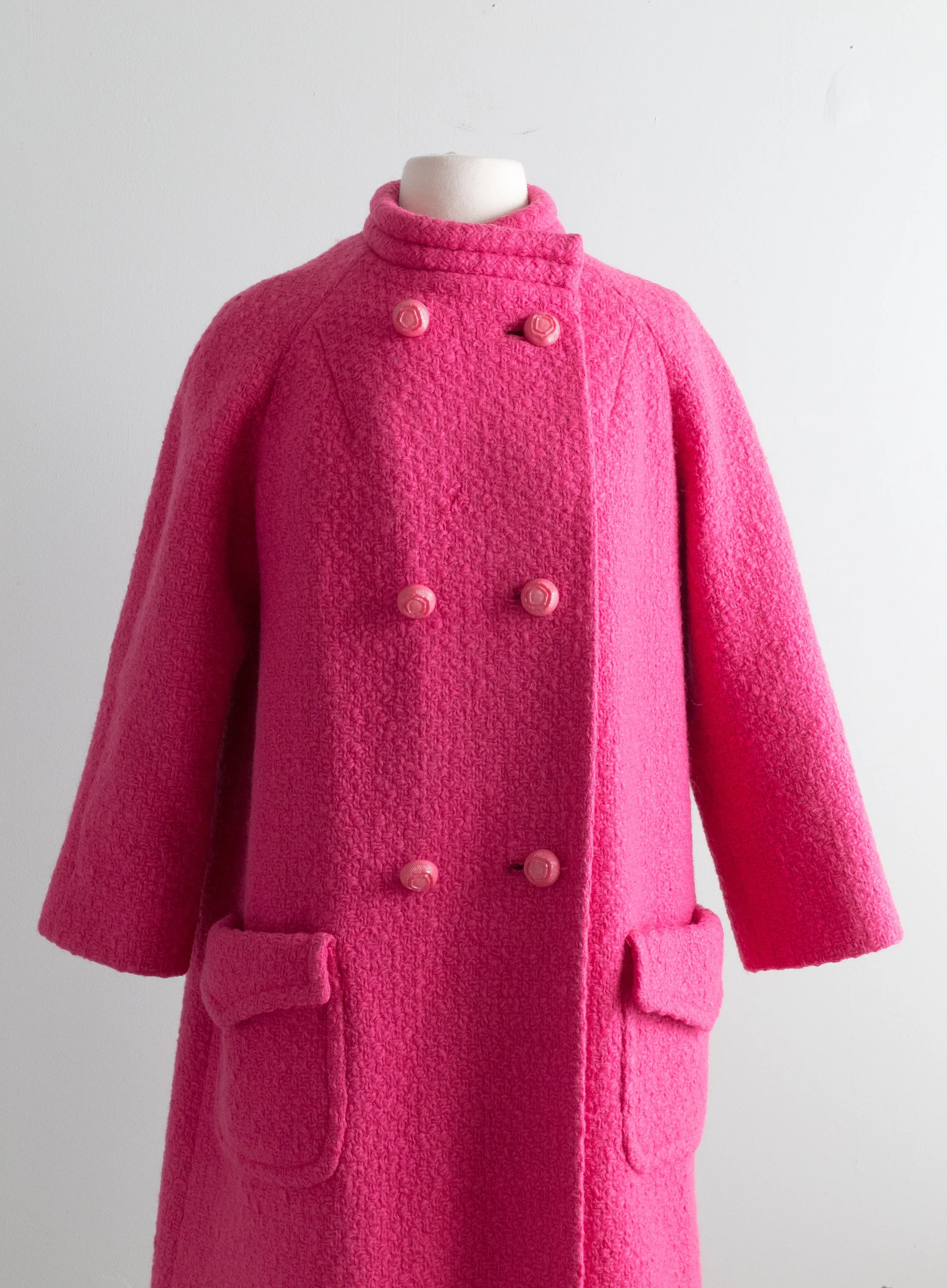 1960's Bubble Gum Hot Pink Wool Coat From Nordstrom Best / Medium