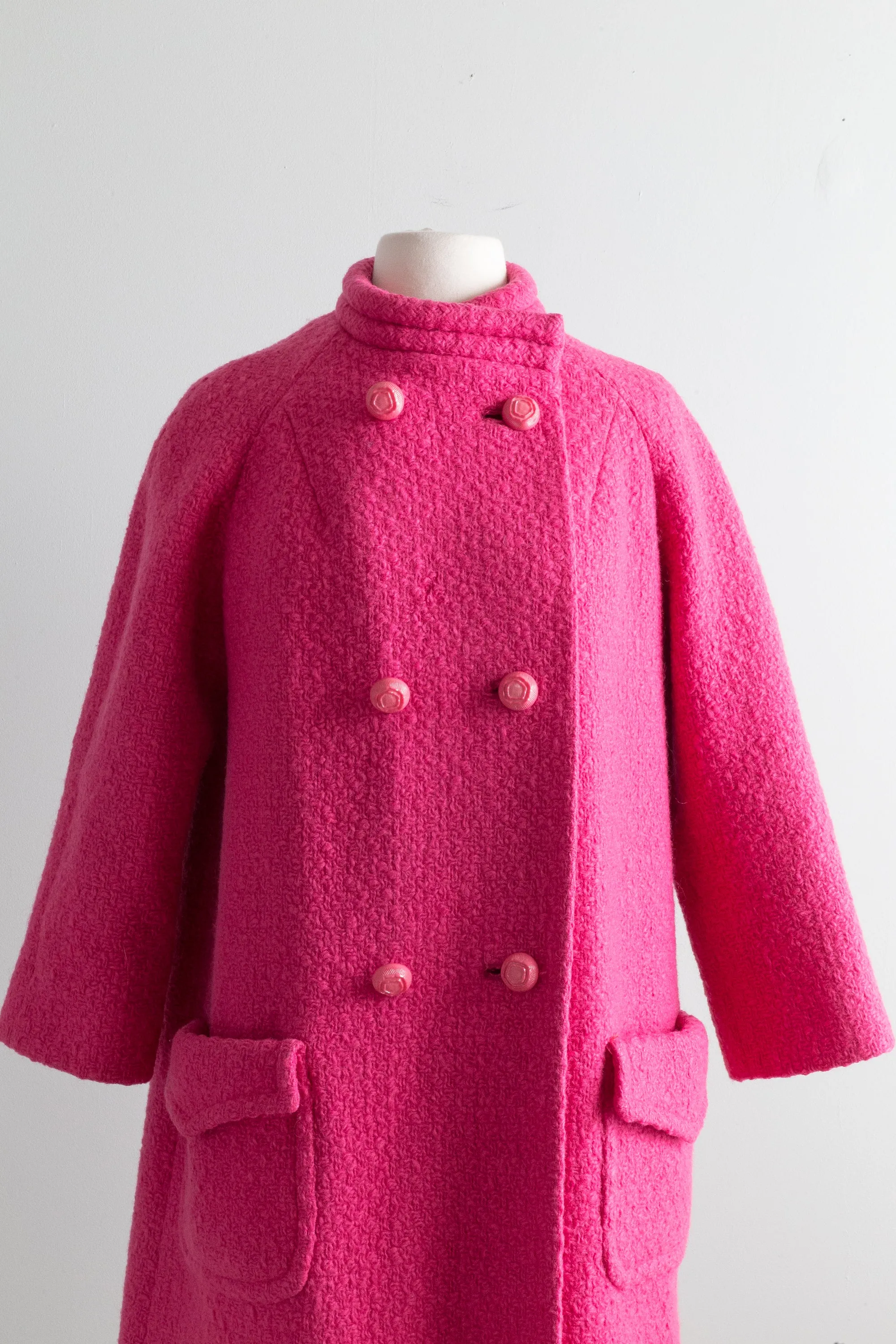 1960's Bubble Gum Hot Pink Wool Coat From Nordstrom Best / Medium