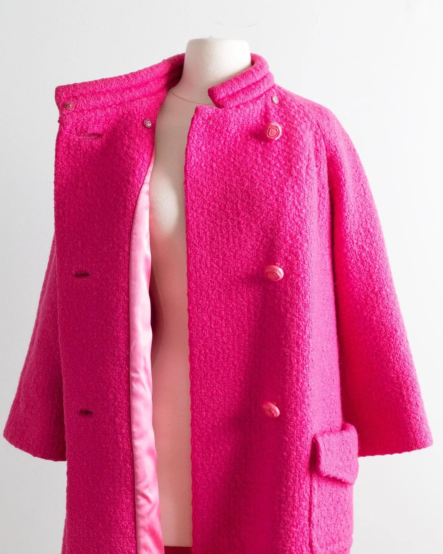 1960's Bubble Gum Hot Pink Wool Coat From Nordstrom Best / Medium