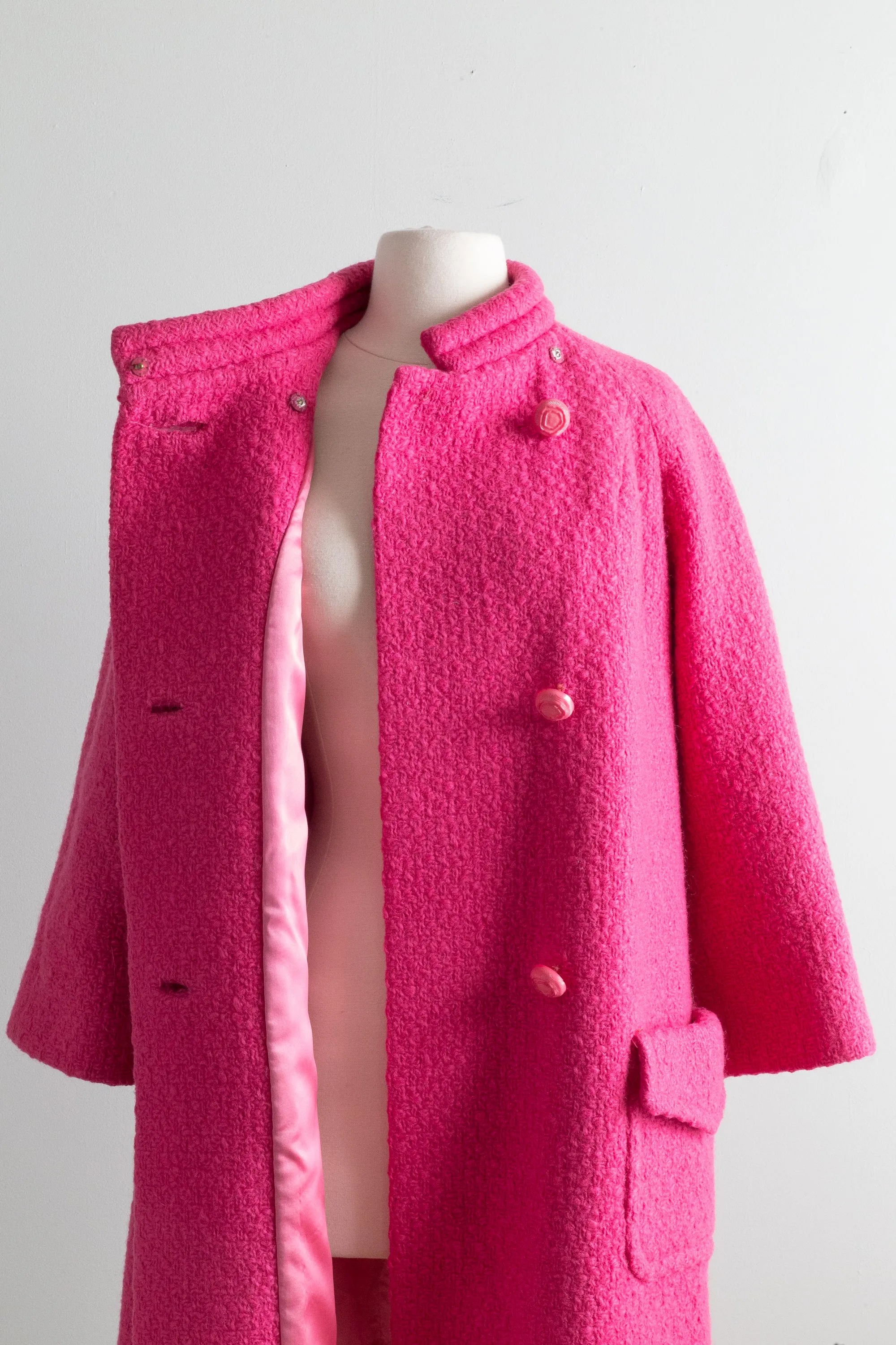 1960's Bubble Gum Hot Pink Wool Coat From Nordstrom Best / Medium