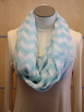 ADO | Infinity Light Blue and White Chevron Scarf
