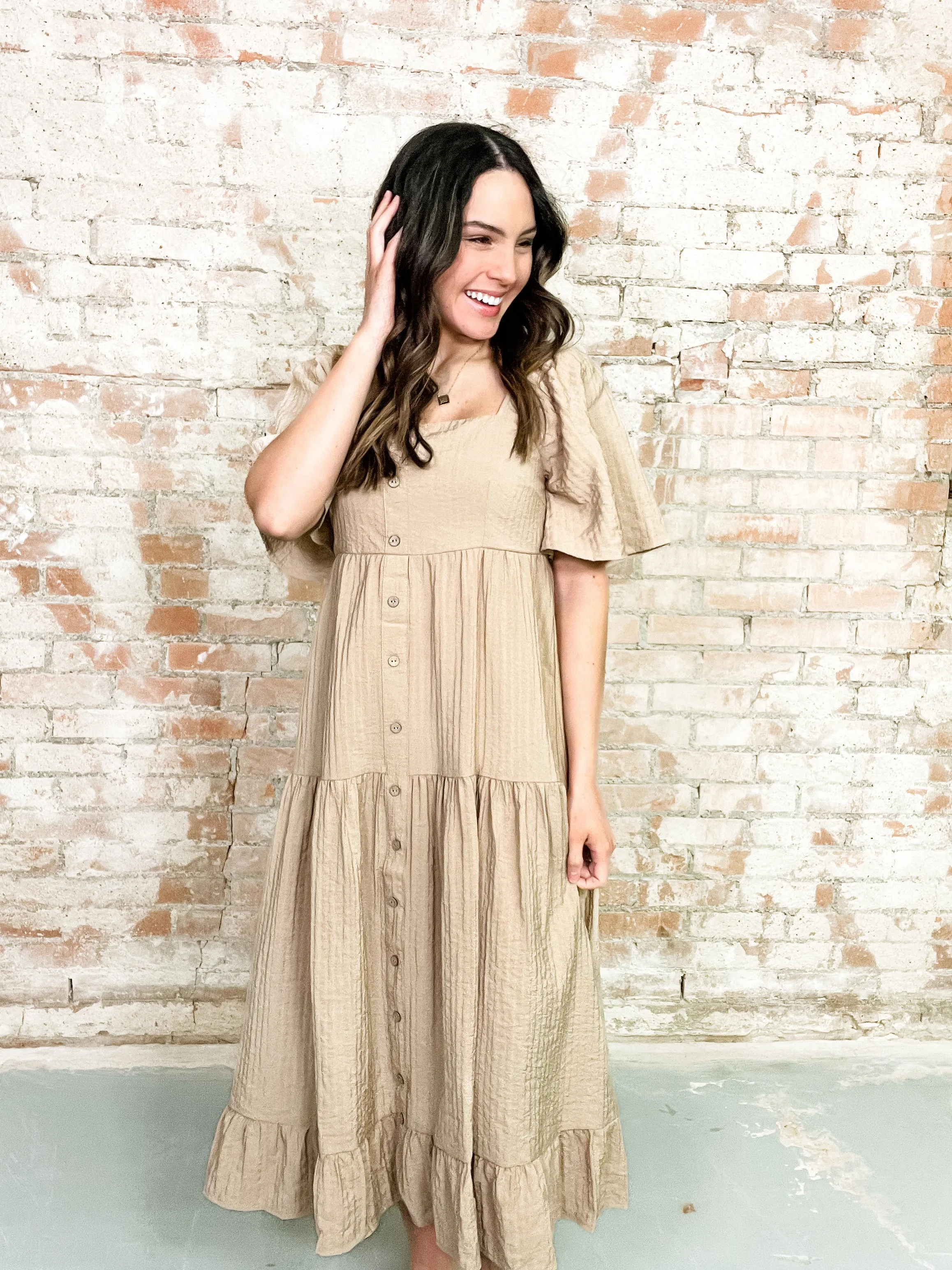 Aileen Shirred Square Neck Dress - FINAL SALE