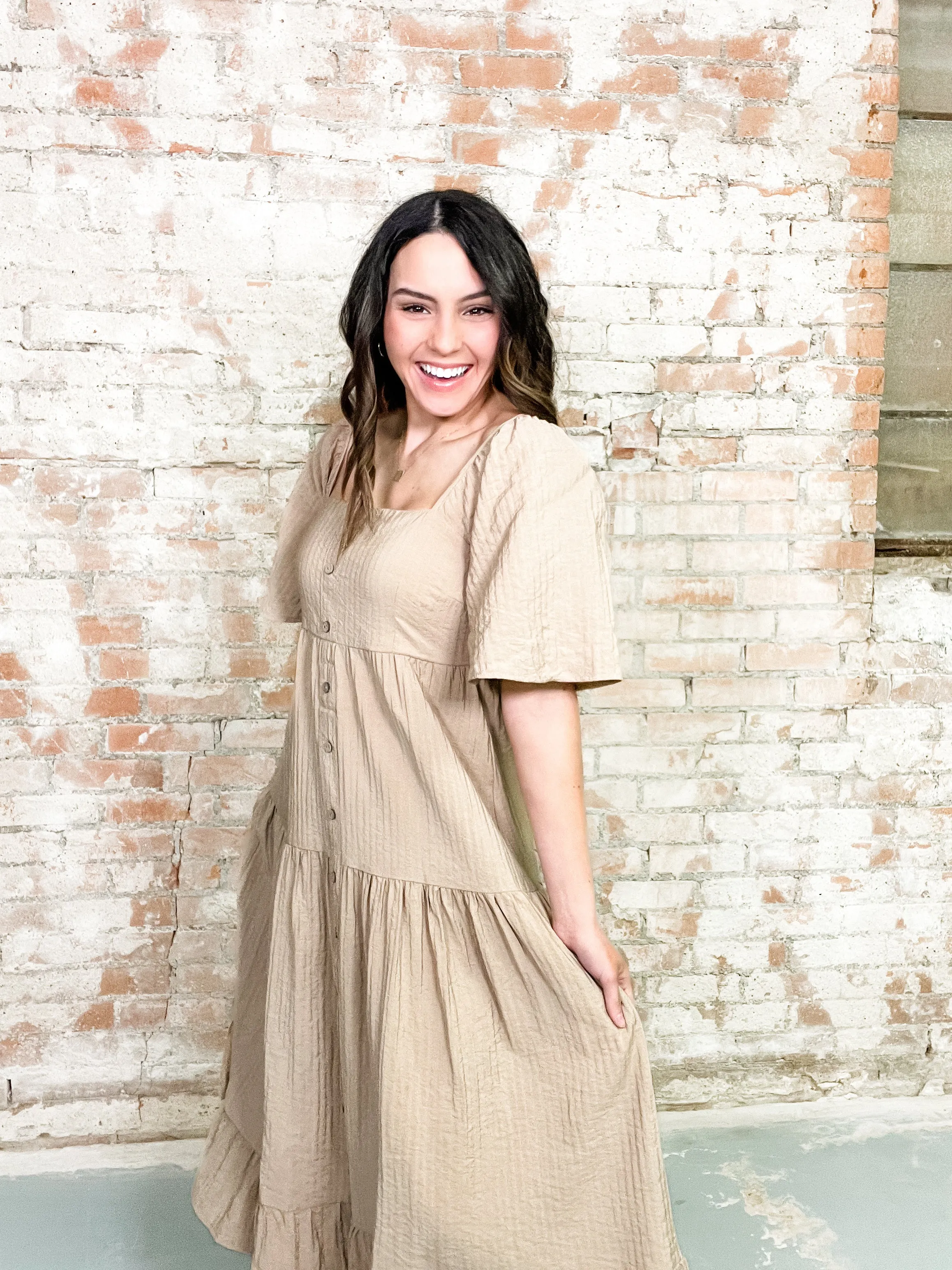 Aileen Shirred Square Neck Dress - FINAL SALE