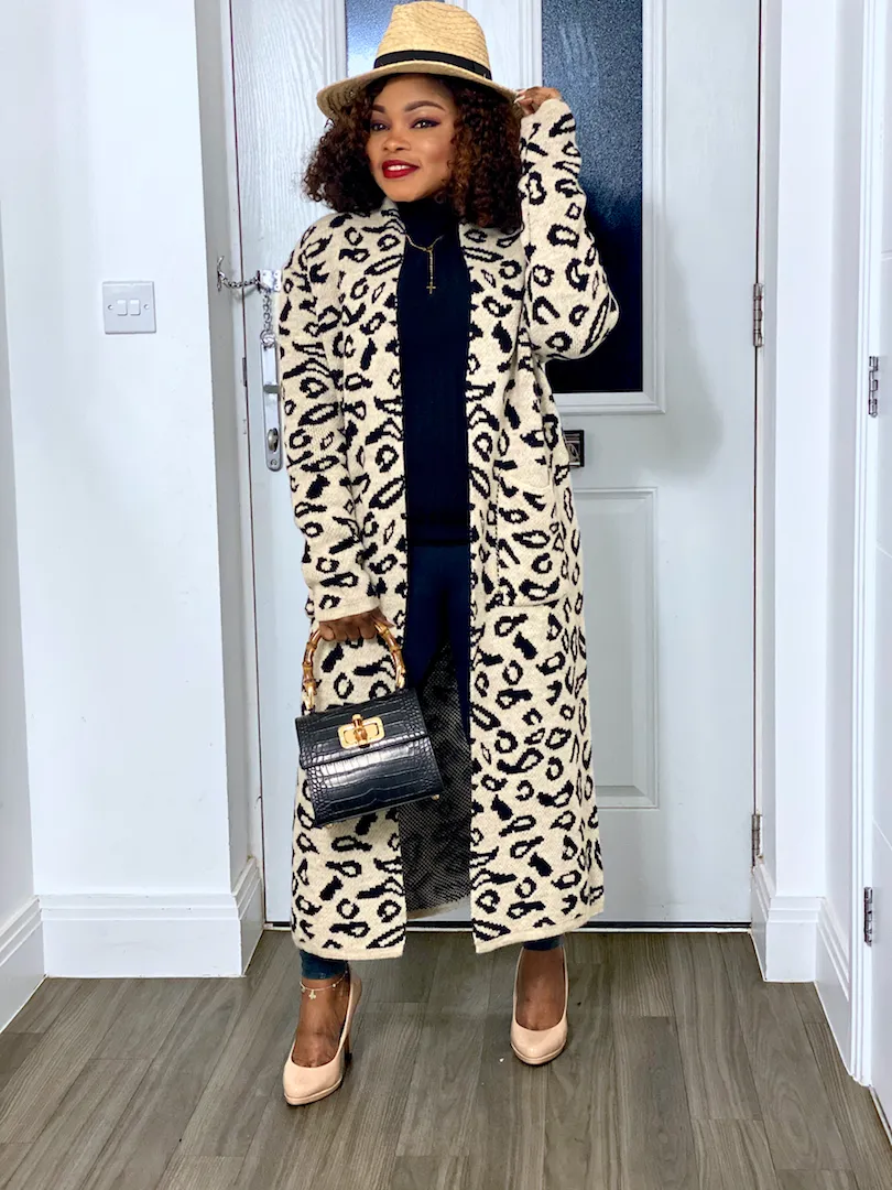 Animalia Print Longline Cardigan With Front Pockets