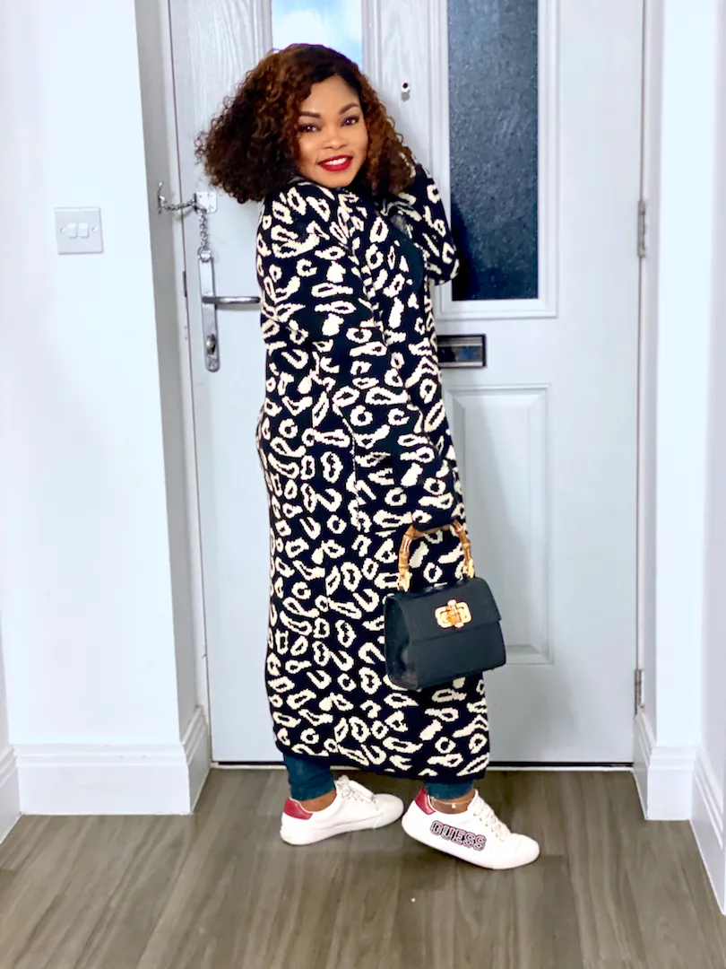 Animalia Print Longline Cardigan With Front Pockets
