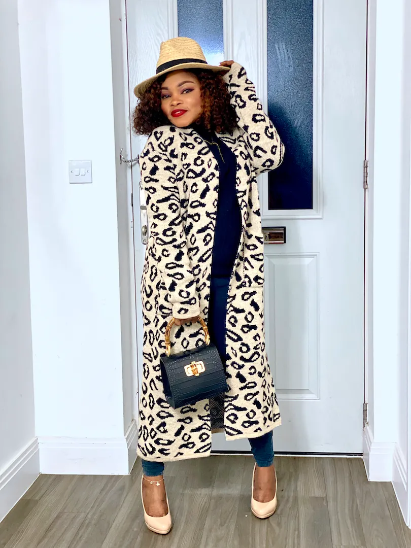 Animalia Print Longline Cardigan With Front Pockets