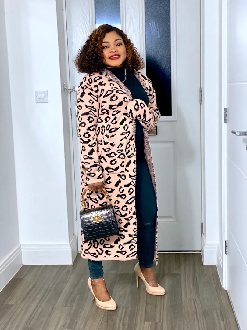 Animalia Print Longline Cardigan With Front Pockets