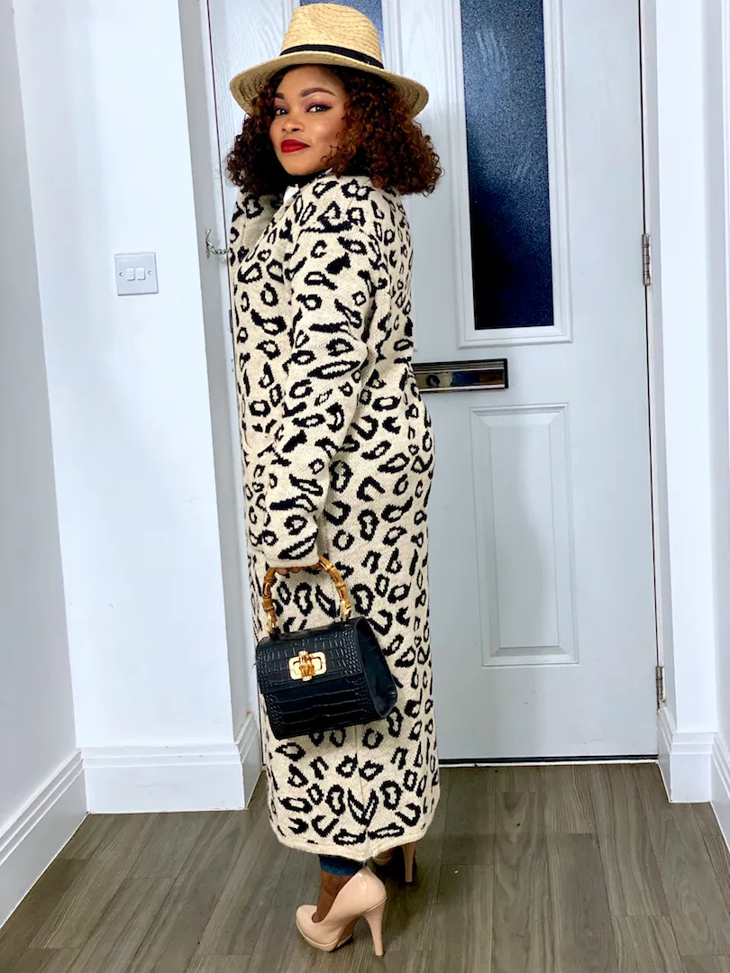 Animalia Print Longline Cardigan With Front Pockets