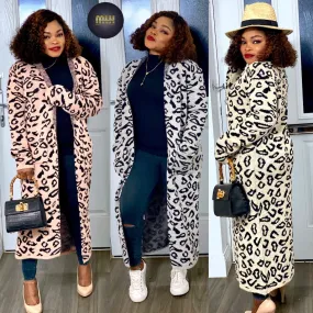 Animalia Print Longline Cardigan With Front Pockets