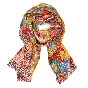 Anna Nova Paisley Patchwork Scarf - Orange Mix
