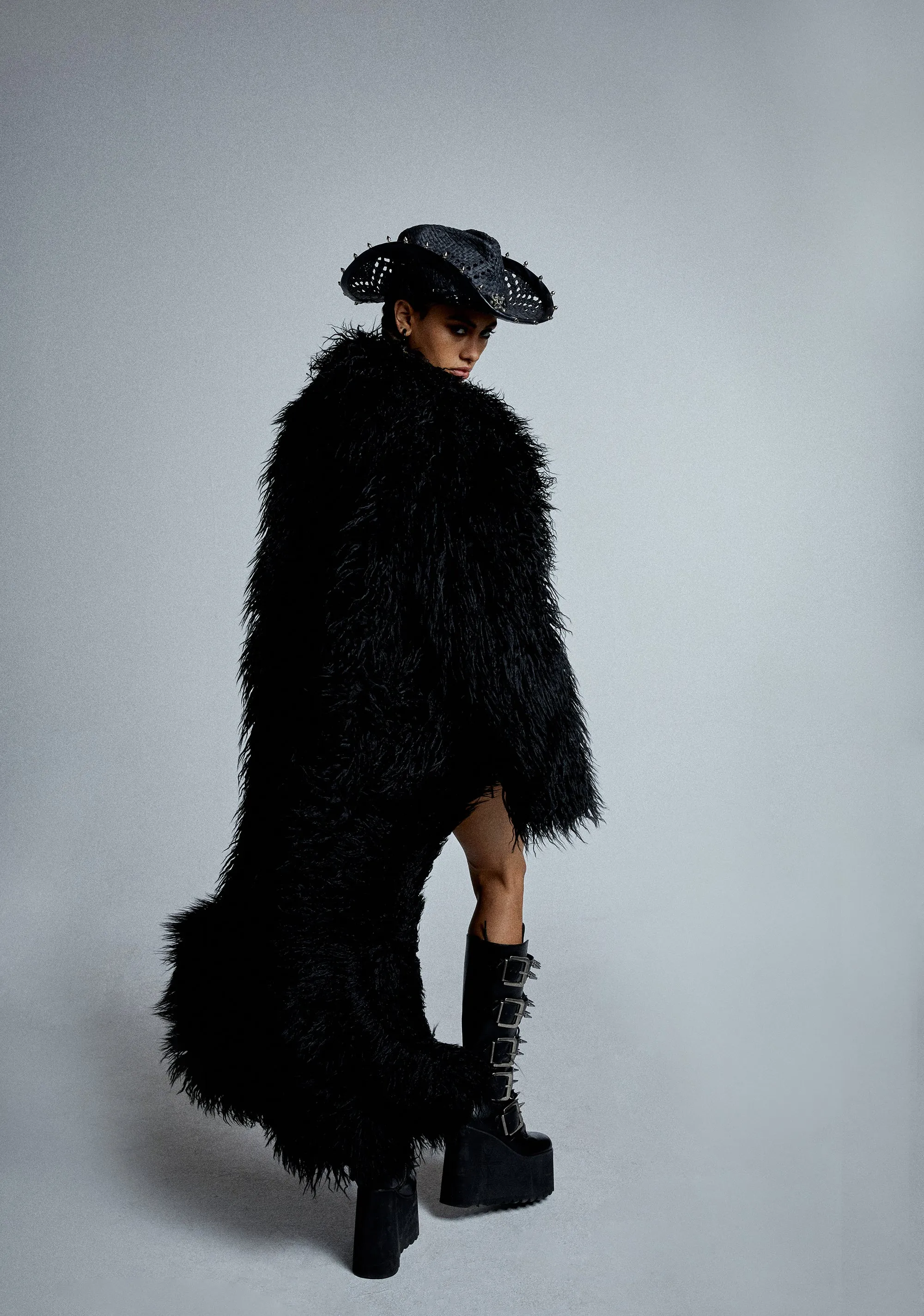 Astro Arctic Faux Fur Coat - Black