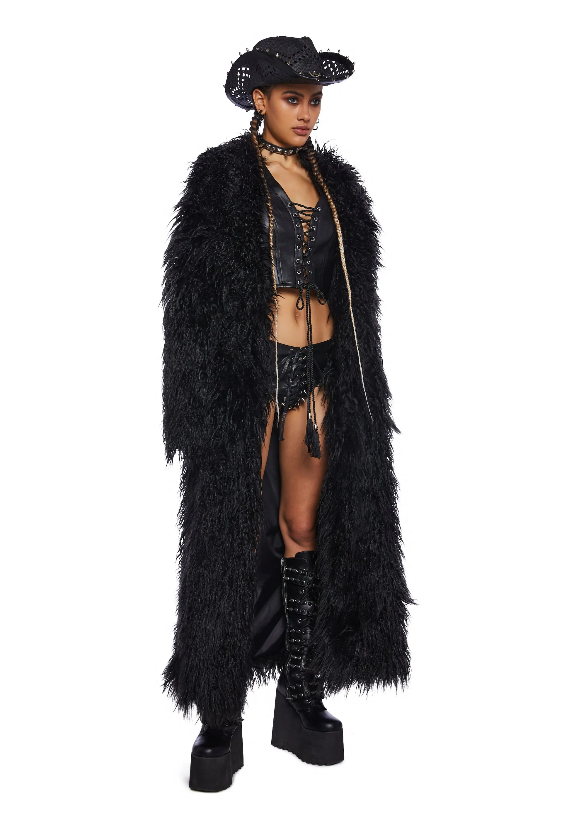 Astro Arctic Faux Fur Coat - Black