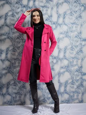Athena Single-Breasted Suede Overcoat With Belt