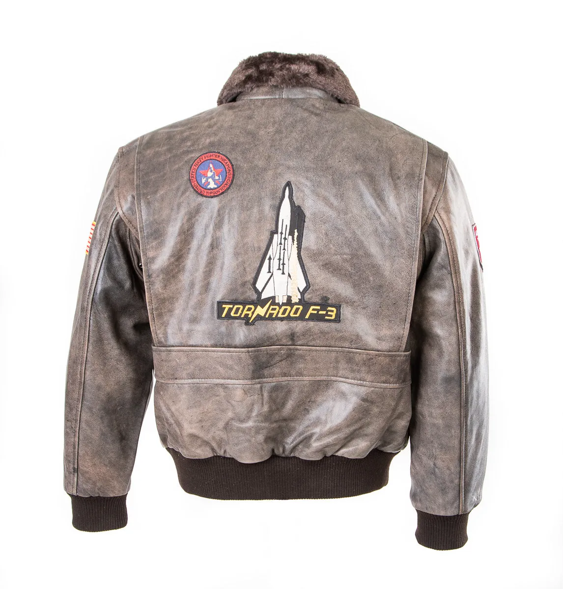 B2: Men's Top Gun Pilot Bomber Flying Aviation Leather Jacket 157