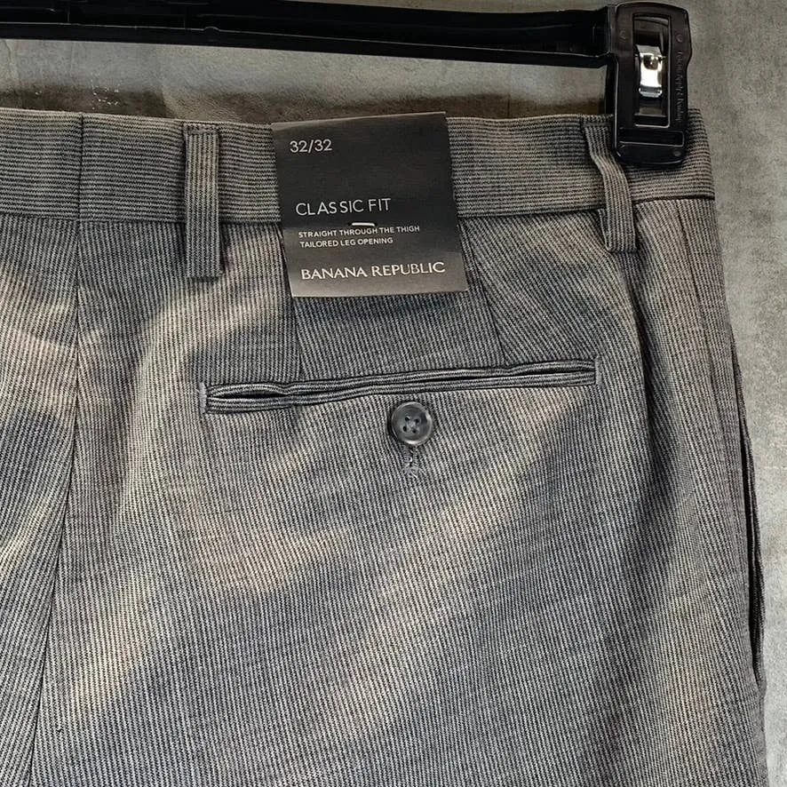 BANANA REPUBLIC Men's Grey Mini Gingham Classic-Fit Dress Pants SZ 32X32