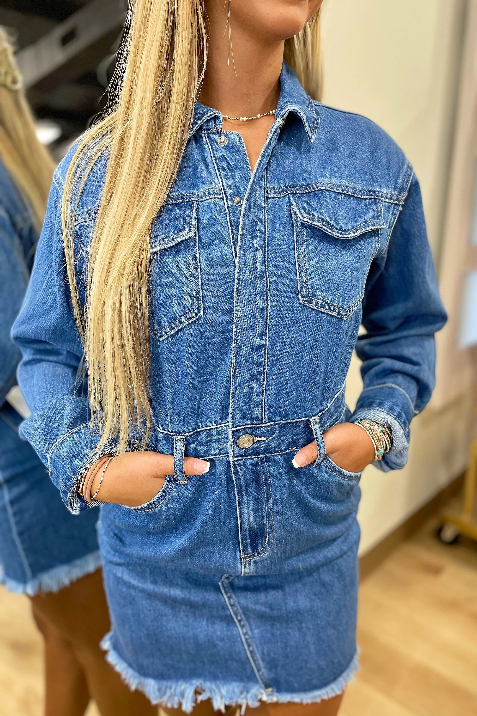 Bayeas Resa Denim Shirt Dress Medium Blue
