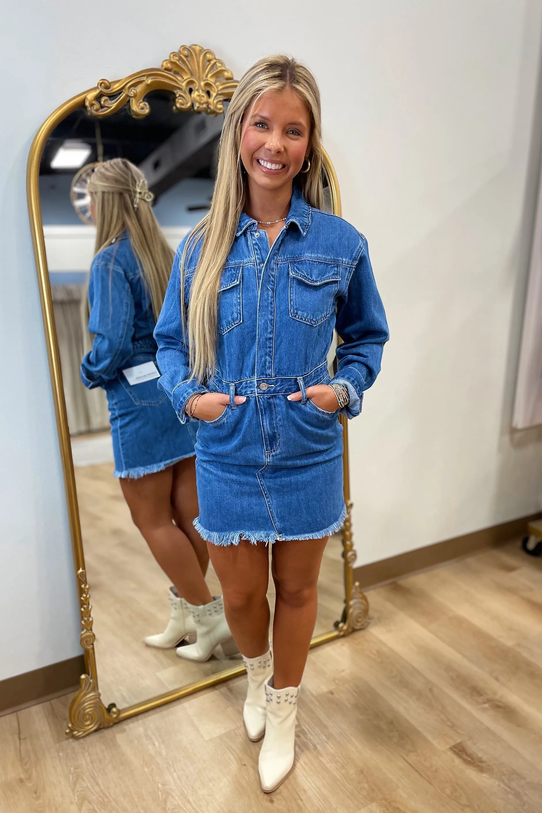 Bayeas Resa Denim Shirt Dress Medium Blue