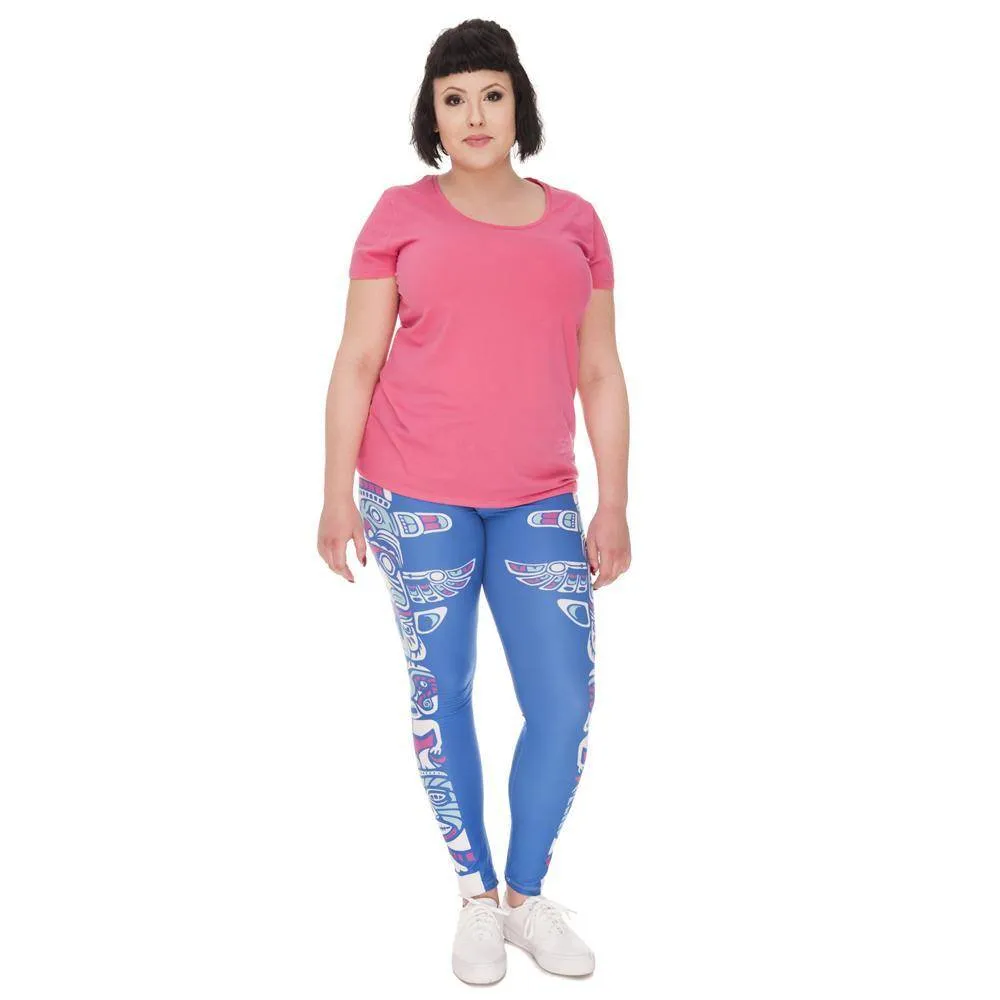 Blue Totem Printed High Waist Leggings