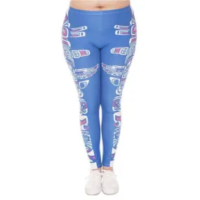 Blue Totem Printed High Waist Leggings