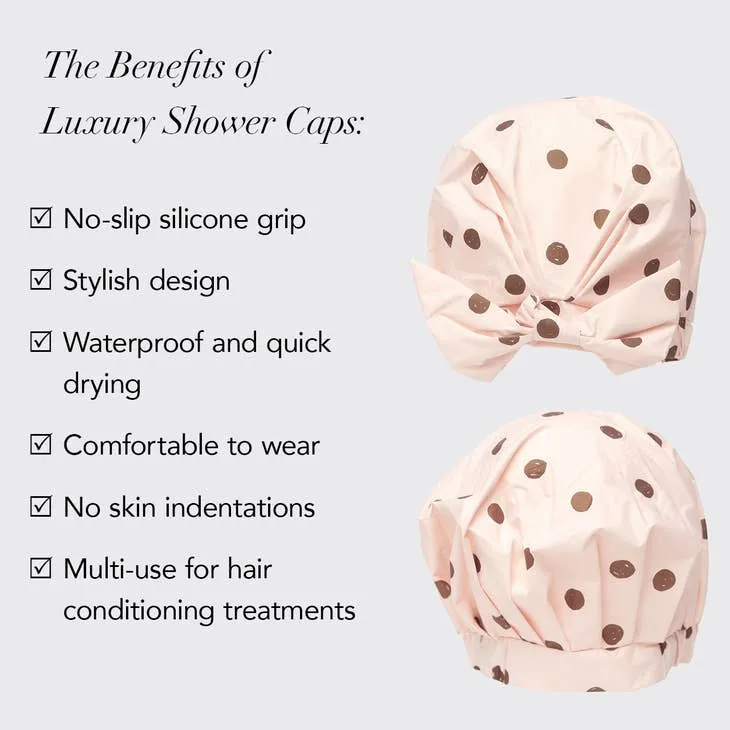 Blush Dot Luxury Shower Cap