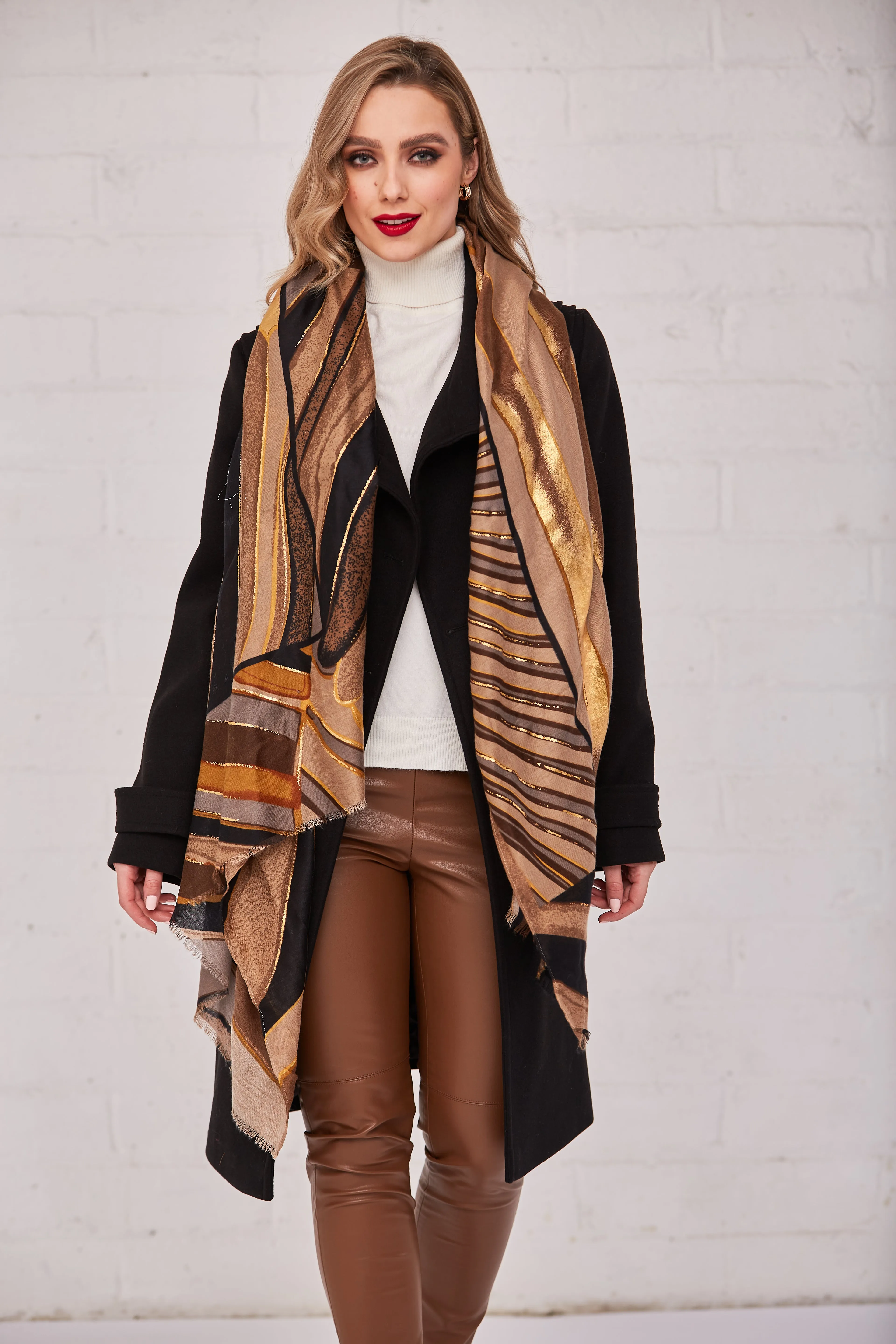 Brandwell Oversized Foil Scarf - Gold