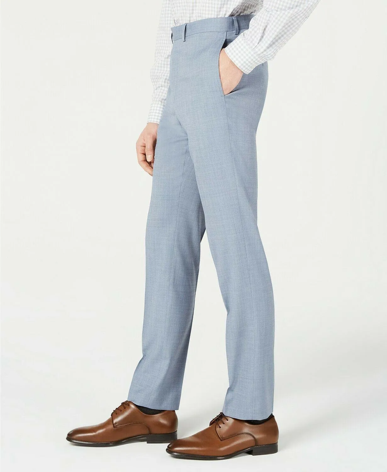 Calvin Klein Mens Slim fit Dress Pants 38 / 30 Blue Solid Stretch