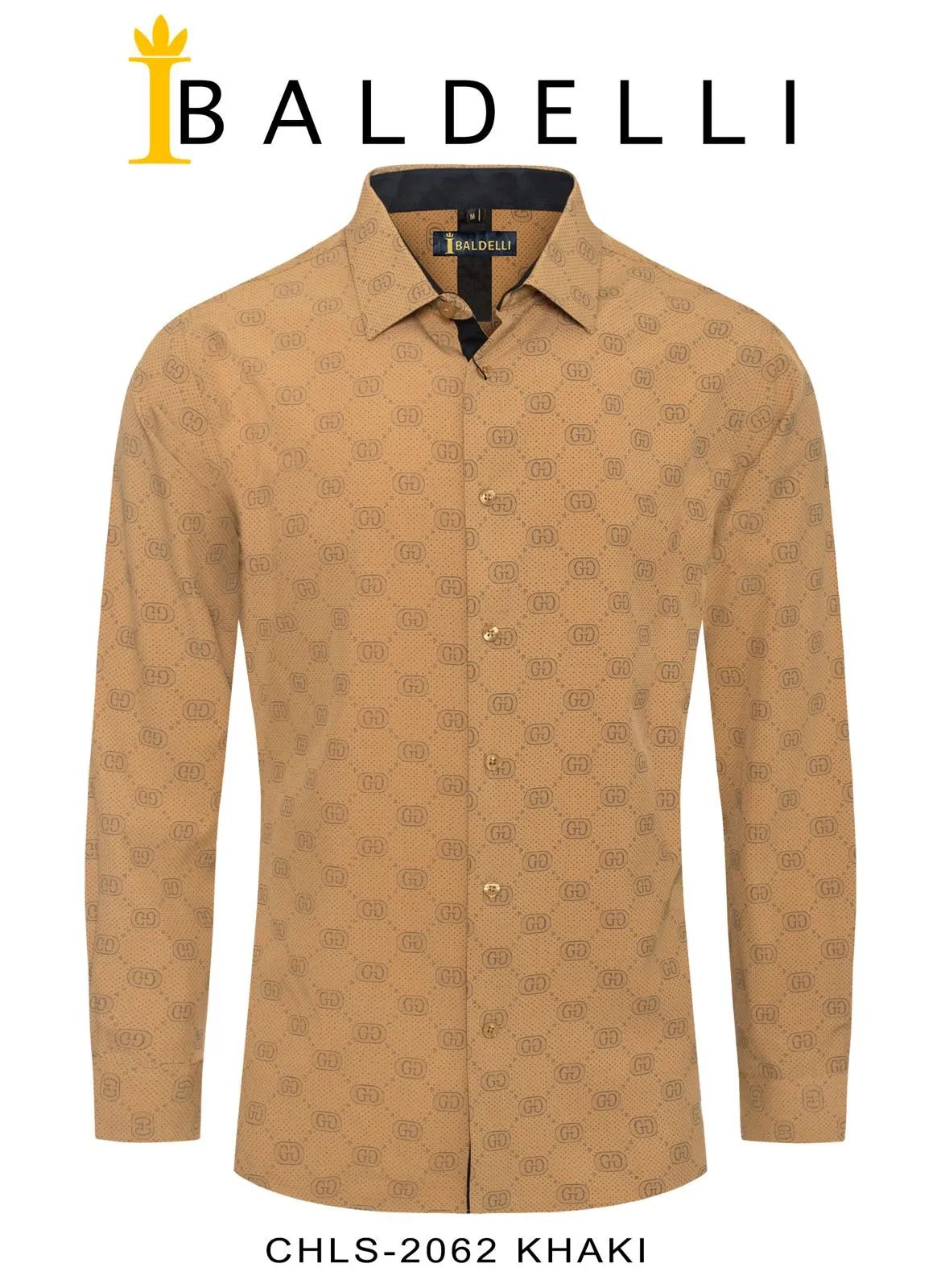 Camel Beige Men's Shirt Luxury Brand Long Sleeve Button Down Regular-Fit Baldelli Style No: CHLS-2062