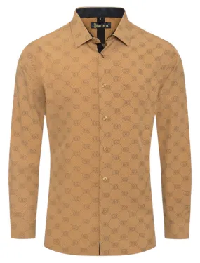 Camel Beige Men's Shirt Luxury Brand Long Sleeve Button Down Regular-Fit Baldelli Style No: CHLS-2062