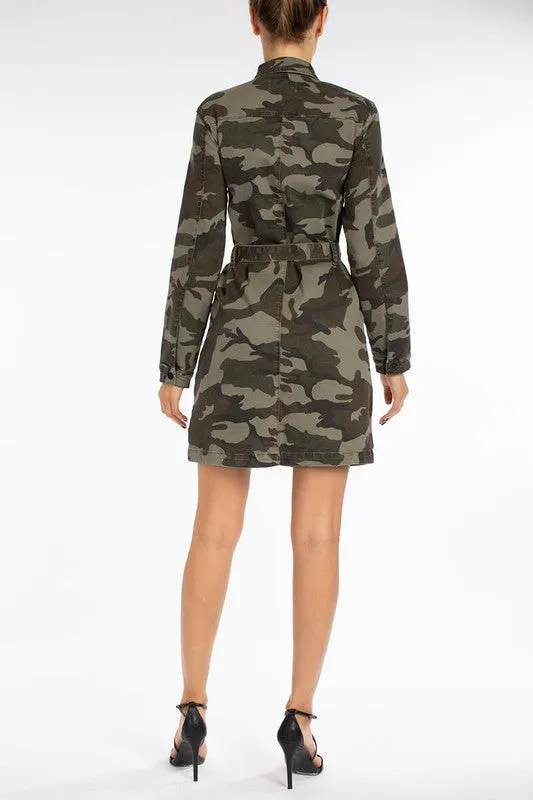 Camo Cargo Shirt Dress