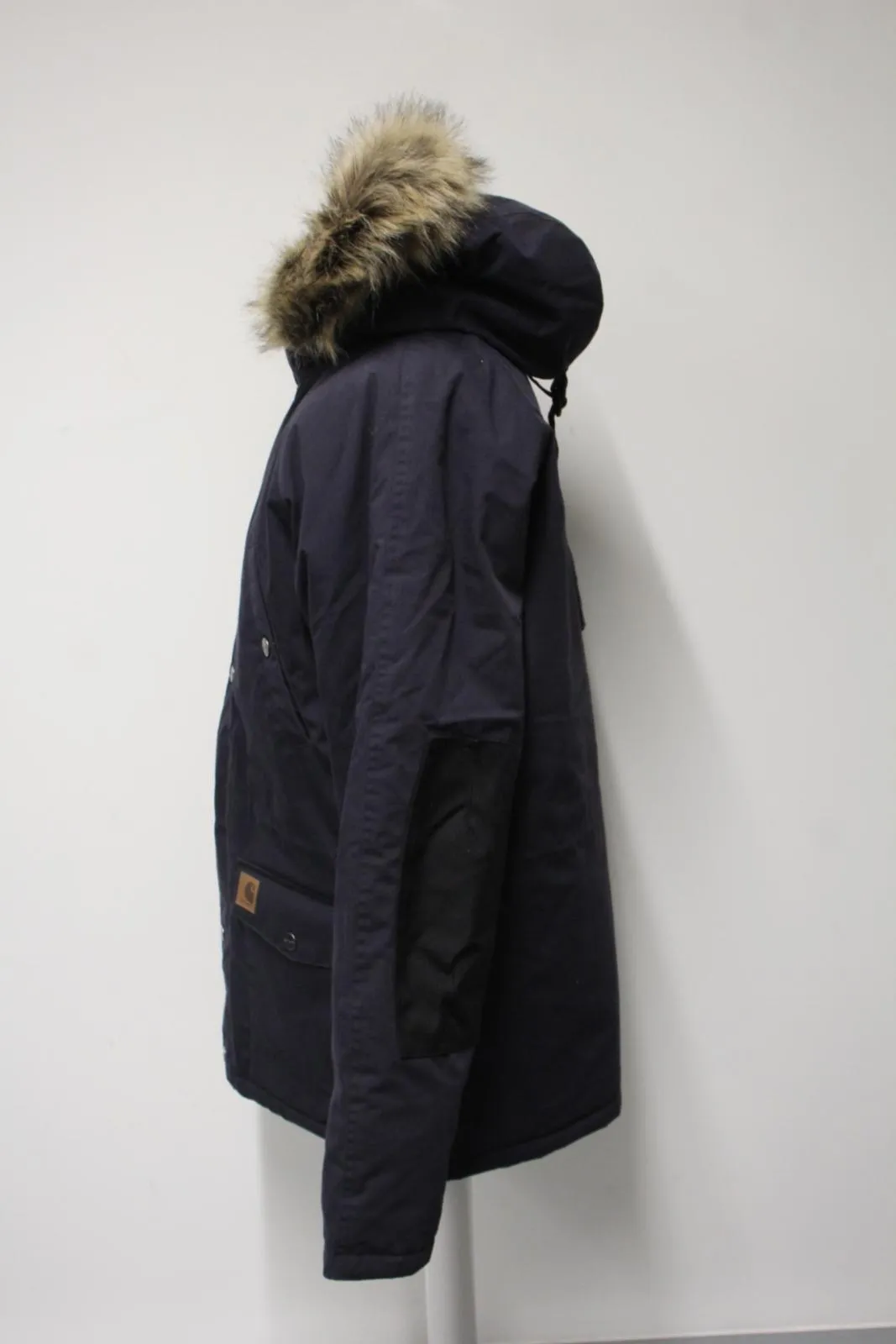 CARHARTT Men's Navy Blue Padded Hooded Water Repellent Trapper Parka Coat L