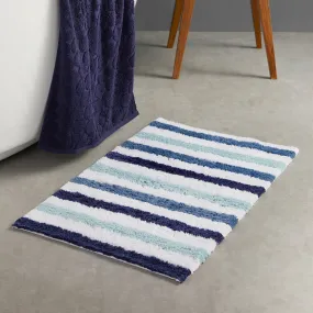 Carlson Stripe Bath Mat by Fusion Bathroom in Blue 50 x 80cm
