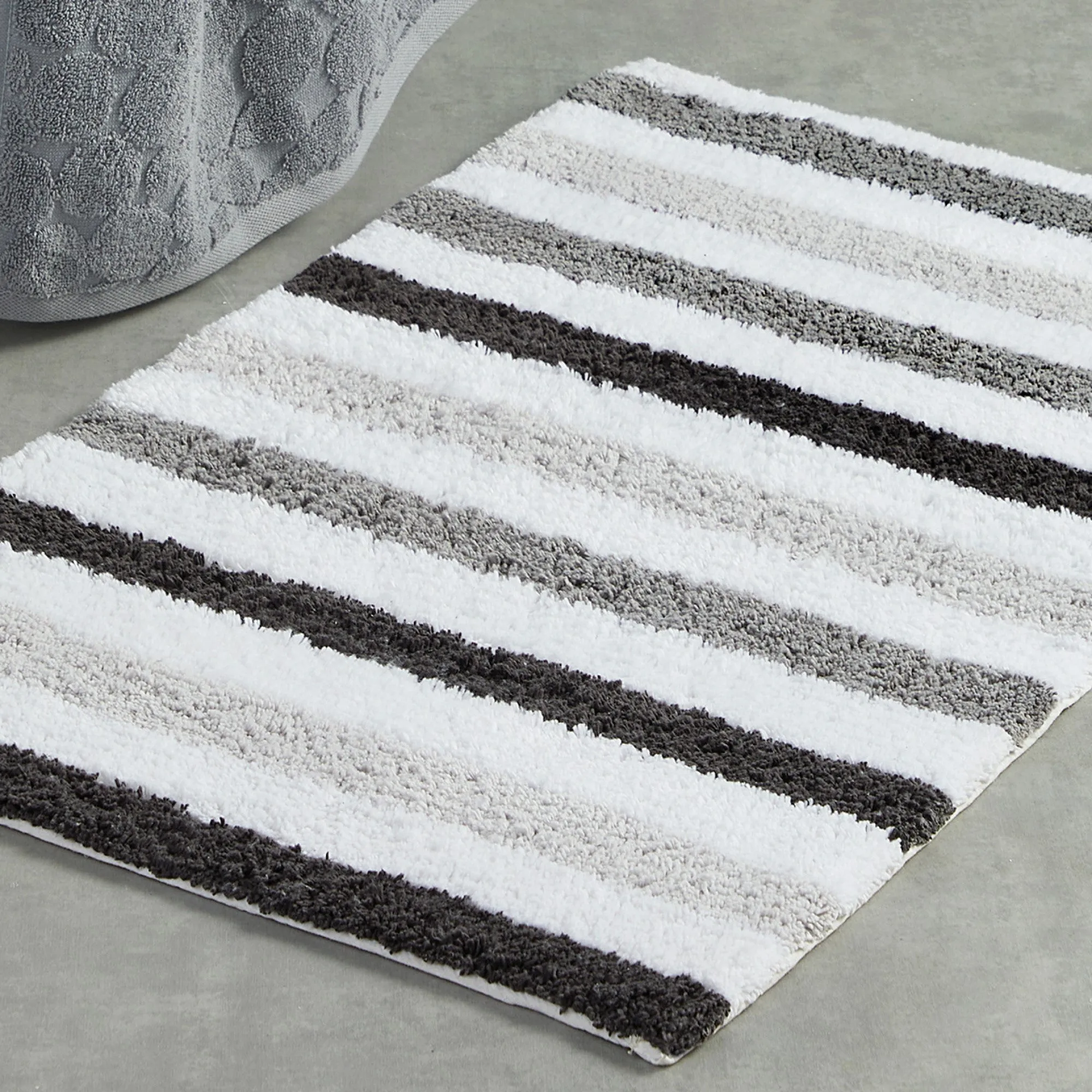 Carlson Stripe Bath Mat by Fusion Bathroom in Grey 50 x 80cm