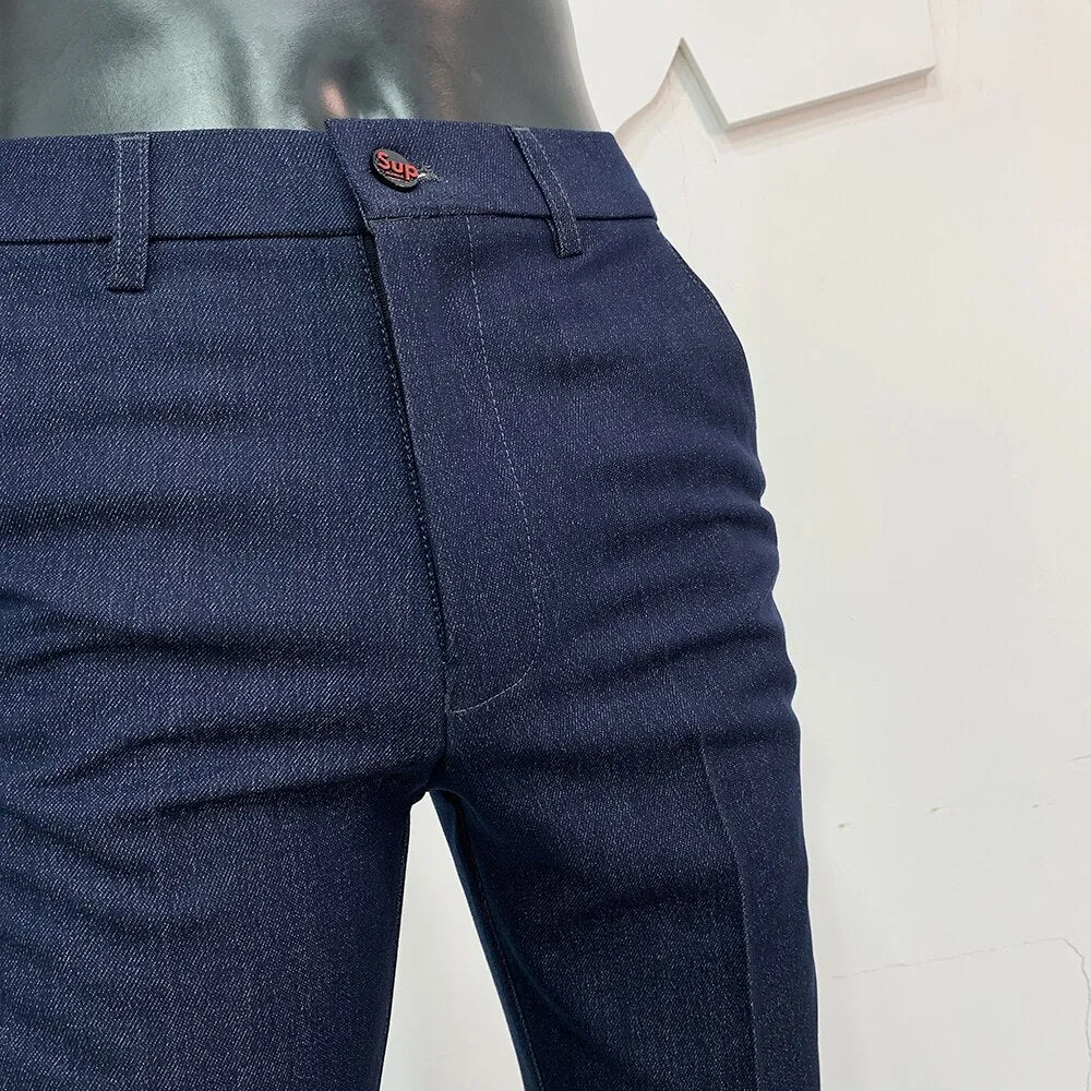Casual Business Dress Pants British Style Slim Fit Classic Formal Pants for Men