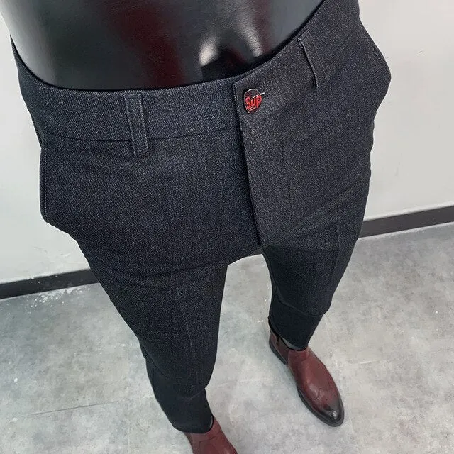 Casual Business Dress Pants British Style Slim Fit Classic Formal Pants for Men