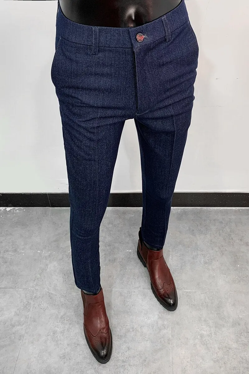 Casual Business Dress Pants British Style Slim Fit Classic Formal Pants for Men