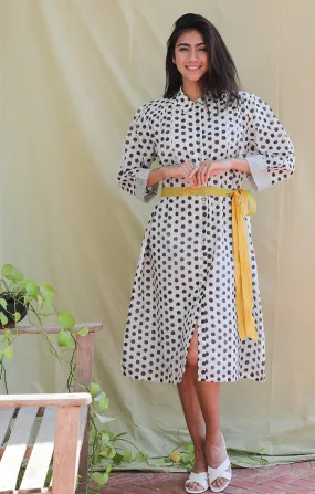 Chanderi Shirt Dress - Polka Dots