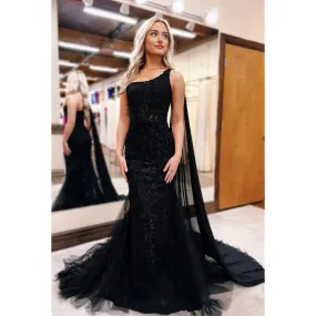 Chic & ModernTrumpet/Mermaid One Shoulder Sleeveless Tulle Evening Party Prom Dress