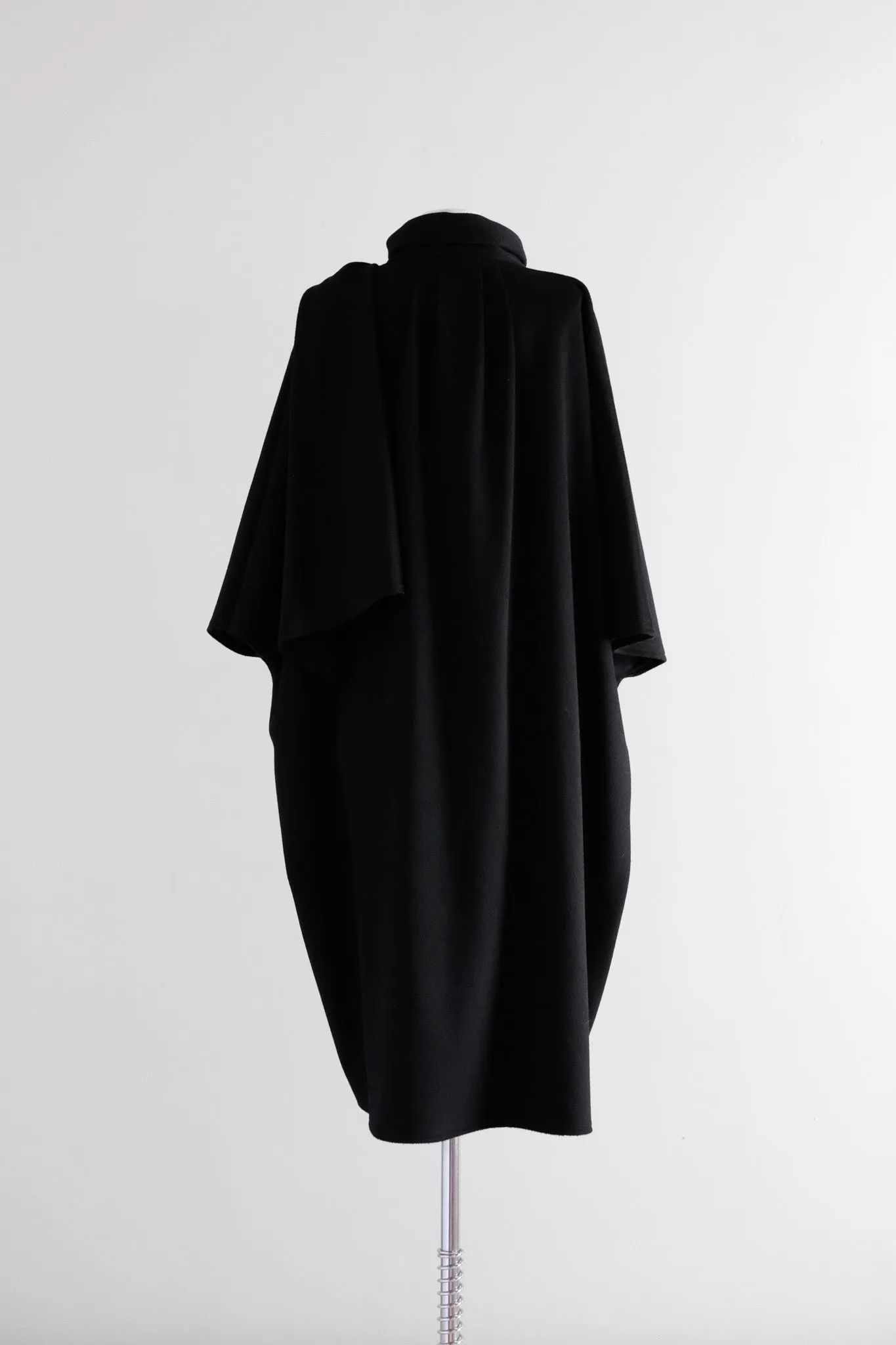 Classic 1970's Black Wool Cape by Gemini / OS