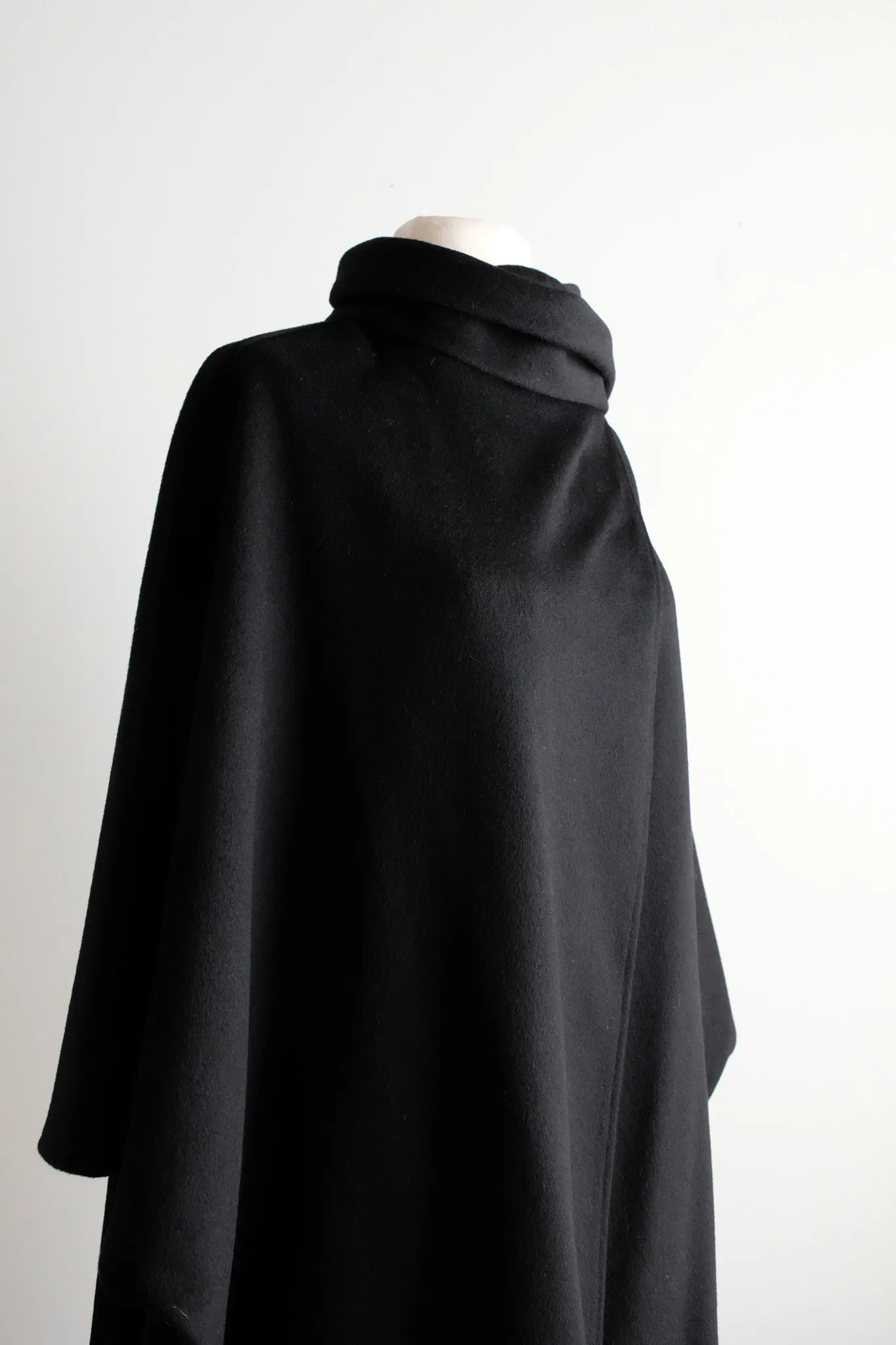 Classic 1970's Black Wool Cape by Gemini / OS