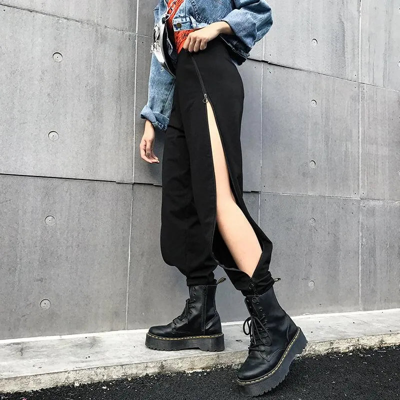 Cool High Waist Glitter Split Elastic Ankle Pants