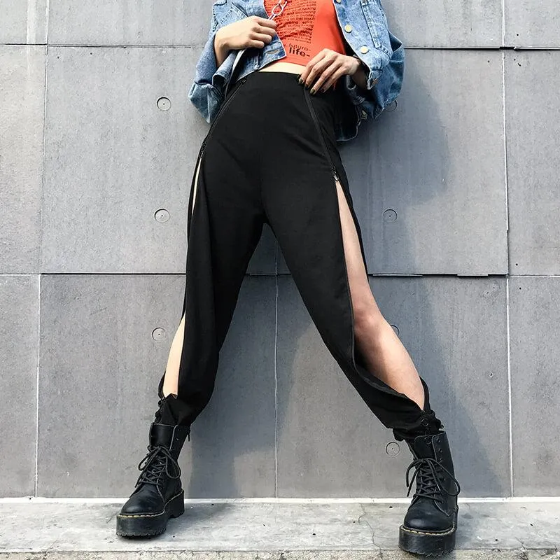 Cool High Waist Glitter Split Elastic Ankle Pants