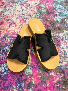 Corky's Hold Please Sandal - Black Frayed