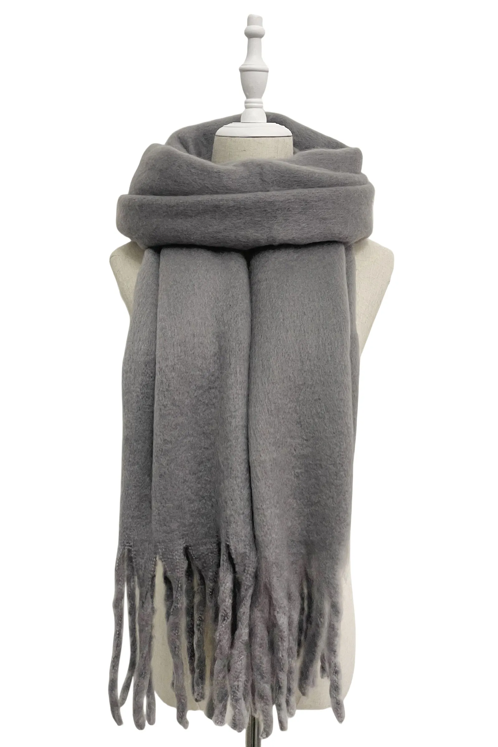Cosy Plain Blanket Tassel Scarf