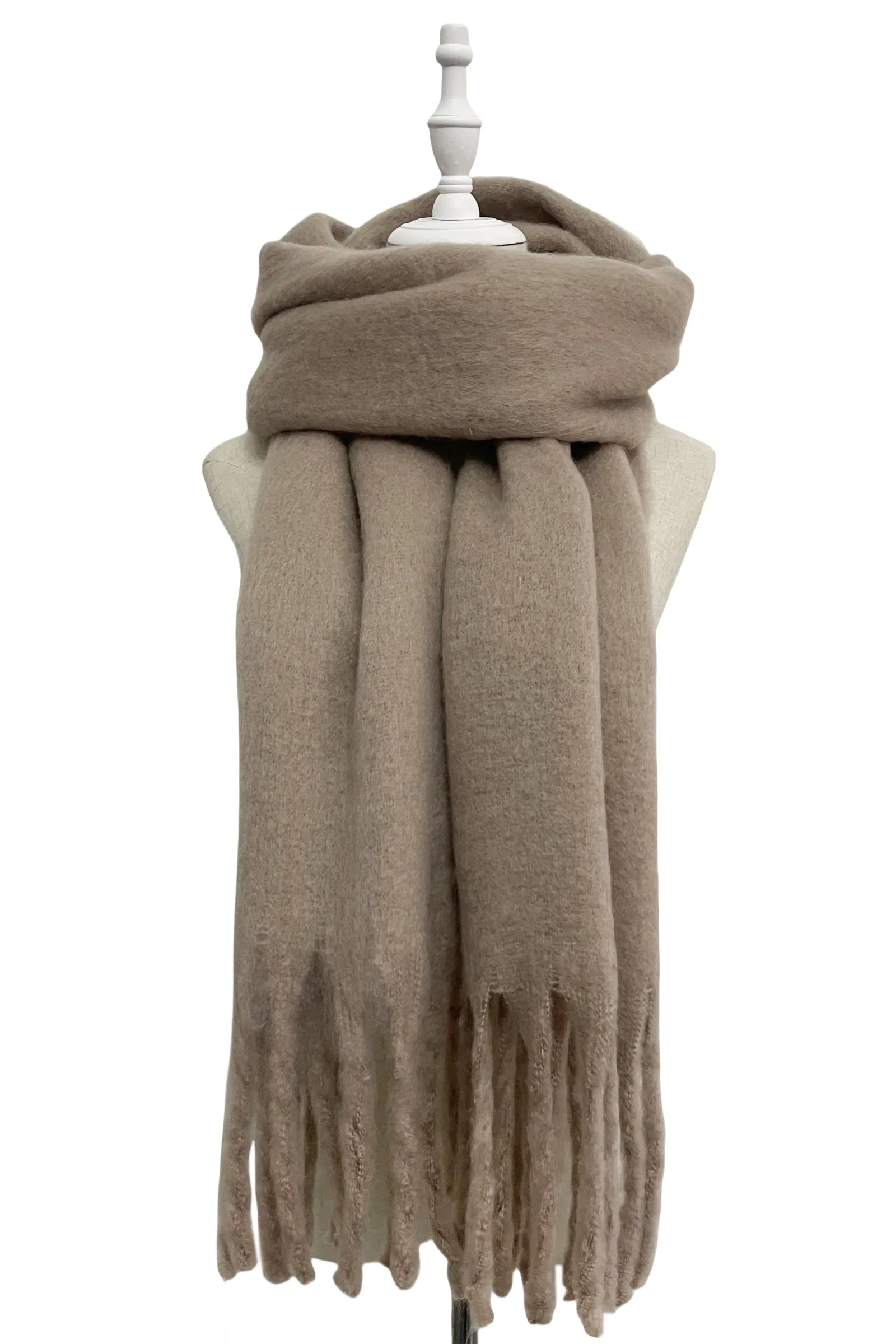 Cosy Plain Blanket Tassel Scarf