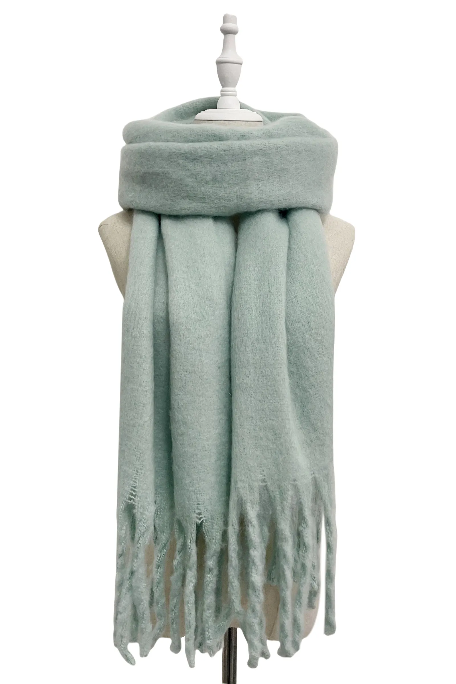 Cosy Plain Blanket Tassel Scarf