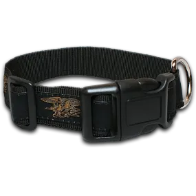 Dog Collar Black with Gold Trident