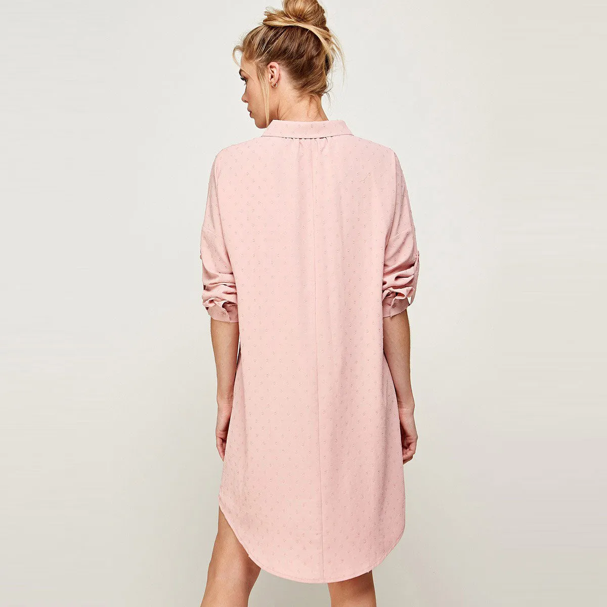 Dotted Collared Tunic Dress